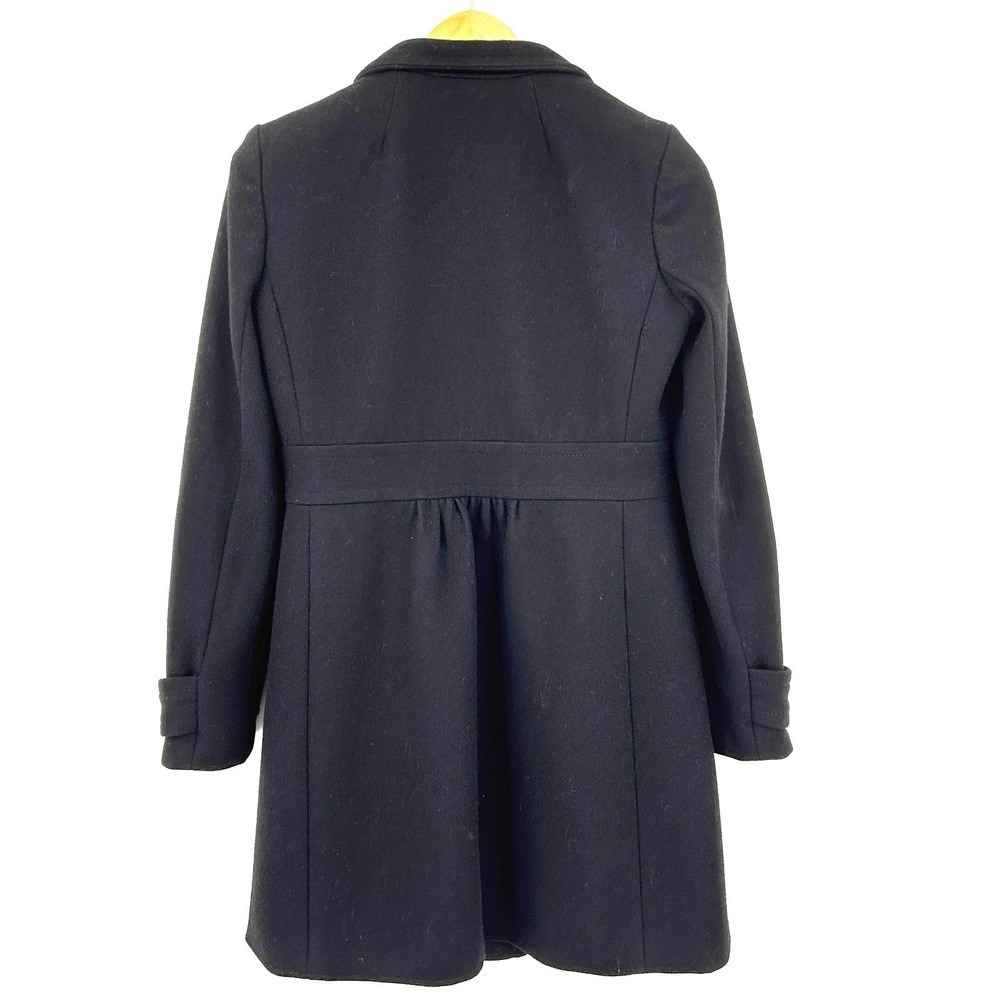 J.Crew Black Wool Coat Women's Lady Day Midi Fit & Flare Pleated‎ A-Line Size 8 - Picture 7 of 9